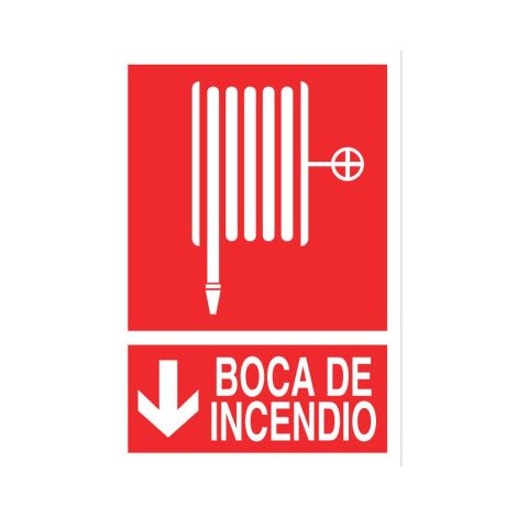 Señal de socorro Boca de incendio dirección abajo de texto y pictograma                                                          210X148 mm (1/2)