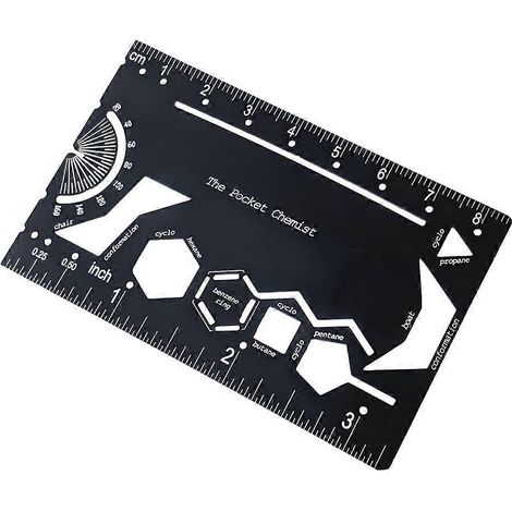 Pocket Chemist: Schablonenzeichnungsvorlage für die organische Chemie, kleines Metalllineal für Chemiker und Chemieingenieure (1/5)