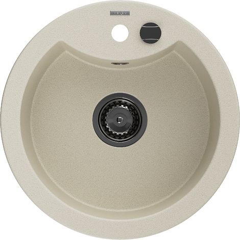 Mexen Diego 1-Becken-Granit-Spüle 488 x 480 mm, Beige, Siphon Schwarz - 6512481000-69-B (1/5)
