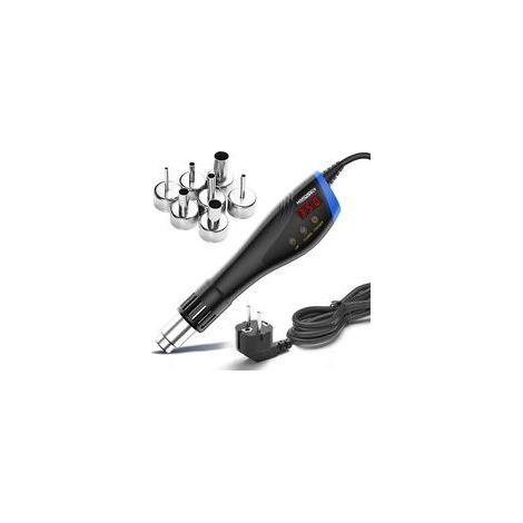 Souffleur à air chaud portatif 600 W — Kit de soudage portable haute puissance avec écran numérique LCD et 7 buses, idéal pour le brasage et le soudage SMT. (1/5)