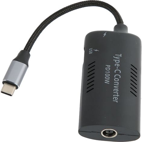 Convertisseur d'Alimentation DC vers Type C PD3.0 Charge Rapide 100W pour PC Portable, Adaptateur en Nylon Tressé ABS, DC7909 Femelle vers Type C (1/5)