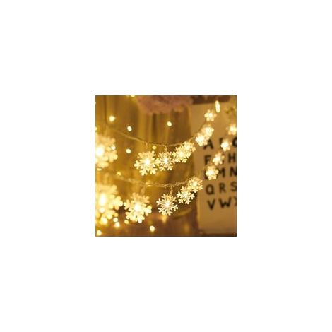 Flocon de Neige Guirlande lumineuse solaire d'extérieur, 30 LED, 6.5 m, décoration lumineuse étanche, flocon de neige, décoration de Noël pour chambre à coucher, jardin, terrasse, décoration d'arbre (1/5)