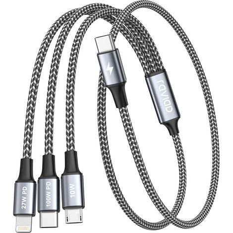 100W Câble Chargeur Multi Embout [50CM] Cable Multi Chargeur USB C (1/5)