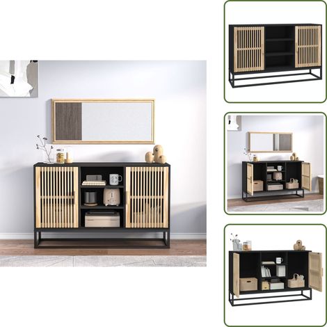 Buffet noir 105x30x65 cm bois d'ingénierie - Buffet Noir - Armoire Moderne - Meuble Rangement - Mobilier Salon - Décoration Intérieur (1/5)