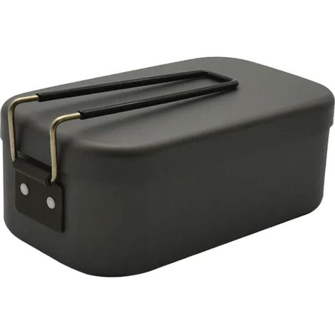 MINKUROW Aluminium Lunchbox mit Deckel, 800 ml Lebensmittelbehälter, Indoor Outdoor Camping Picknick Lunchbox (Schwarz) (1/5)