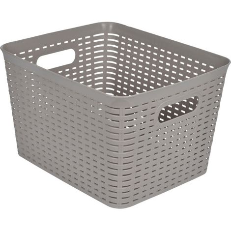 Panière à Linge "Effet Tressé" 23L Taupe