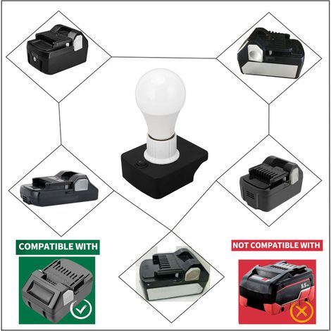 Ampoule LED E27 12-60 V 7 W 700 lm 6 500 K, lumière blanche, fonctionne sur batterie avec adaptateur pour HITACHI 18 V (1/5)