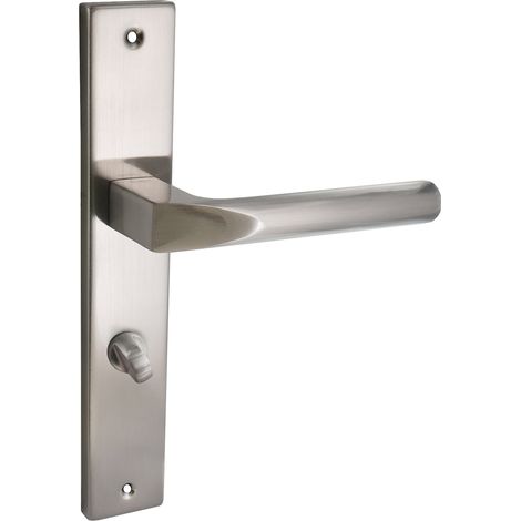 domino Türgriff 78 Drückergarnitur WC - Badezimmer Set Links & Rechts Türbeschlag für WC/Badezimmertüren L-Form Türbeschläge aus Aluminium Nickel Türdrückergarnitur CONO M9 (1/5)