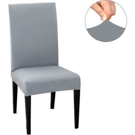 Fundas para sillas de comedor 4 piezas, ajuste preciso, extraíbles, lavables, funda protectora corta para silla de comedor gris humo (1/5)