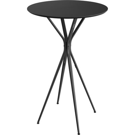 Table de Bar, Table Basse, Ronde, Haute, Structure Métallique, 60 x 60 x 105 cm, pour Cuisine, Bar Intérieur, Salon, Style Moderne, Montage Facile, Noir (1/5)