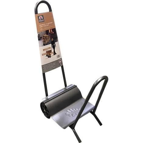 Chariot à bûches ultra-résistant en acier gris martelé – Charge maximale 100 kg – 2 roues robustes pour terrains accidentés – Mermier