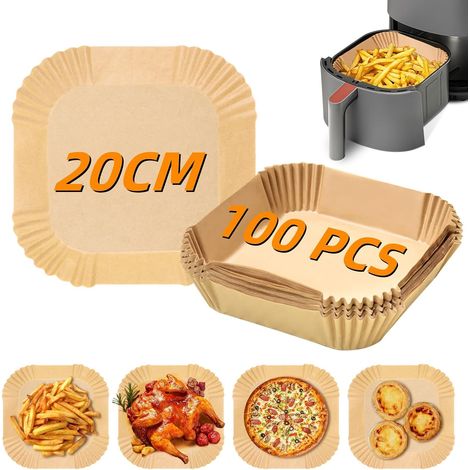 100 Papier Sulfurisé, 20x20cm, Anti-adhésif, Pâte Alimentaire, Pour Friteuse Sans Huile 4.5-8L (1/5)