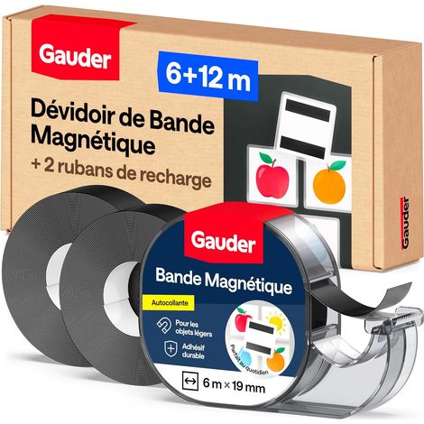 Bande Magnétique Adhésive 1+2 Distributeur de Bandes Magnétiques Autocollantes Ruban Magnétique (6 m) (1/5)