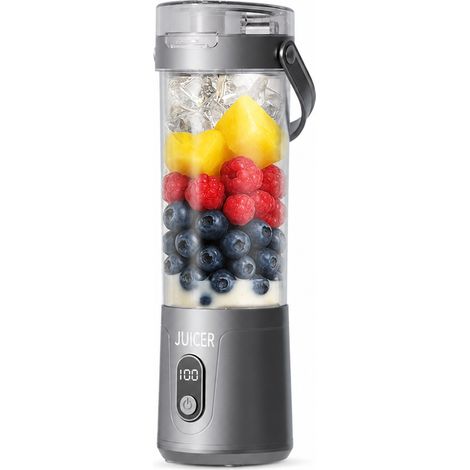 Mixeur Portable Rechargeable Noir avec 12 Lames et Écran LCD, pour Smoothies et Jus à la Maison (1/5)