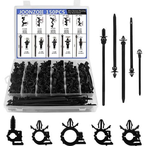 Kit clip cable auto,clip attache faisceau,fixation cable voiture nylon fixation faisceau electrique,5 tailles boucles de serre-cables de voiture und clips,moteur voiture Interieur (1/5)
