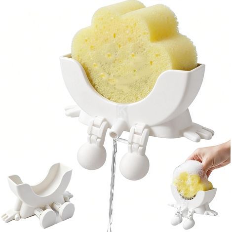 Porte-éponge Amusant imprimé en 3D avec Trou de Drainage Support Universel à séchage Rapide pour Porte-éponge de Cuisine Garde Les Plans de Travail de l'évier de la Cuisine 3D Printed Sponge Holder