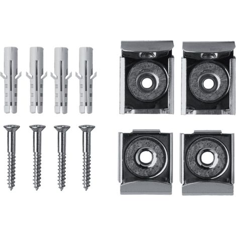 Standard-Spiegelhalterung mit Feder – mit Schrauben und Dübeln – 4er-Set