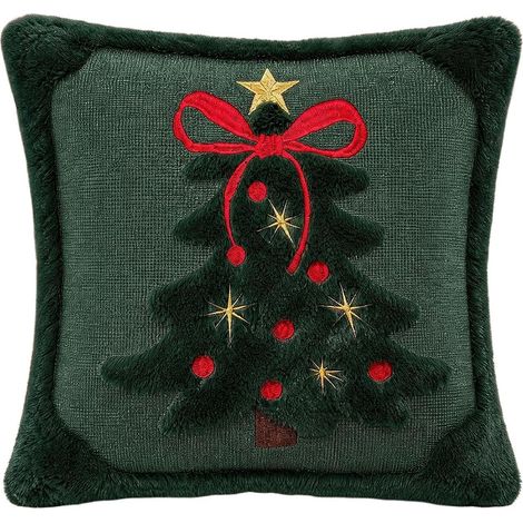 Taie d'oreiller de Noël (garniture non incluse). Douce et confortable, cette taie d'oreiller est ornée d'un motif de sapin de Noël. (1/5)