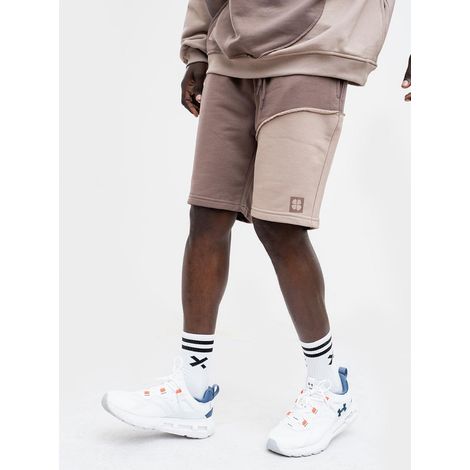 Pantalones cortos deportivos para hombre, color marr贸n/beige, con la inscripci贸n "GOOD LUCK" (talla XL). (1/5)