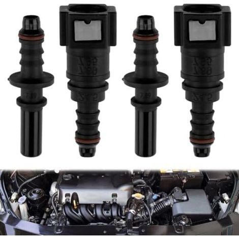 2-teiliges Kraftstoff-Schnellkupplungsset 7,89 mm/8 mm Nylon-Schlauchanschluss ID8 wasserdichte sichere Verbindung für Benzin, Gas, Fahrzeuge, Boote (5/16")" - (1/5)