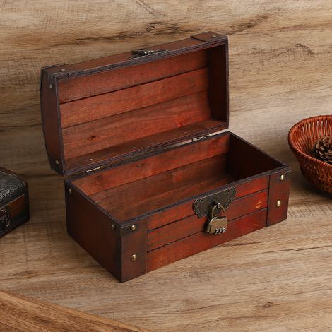 Coffret cadeau en bois vieilli avec serrure, boîte de collection décorative, petit cadenas à combinaison (1/2)