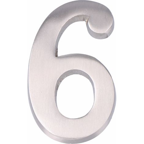 Numero 6 Nichel opaco 10 cm Fissaggio invisibile EDM