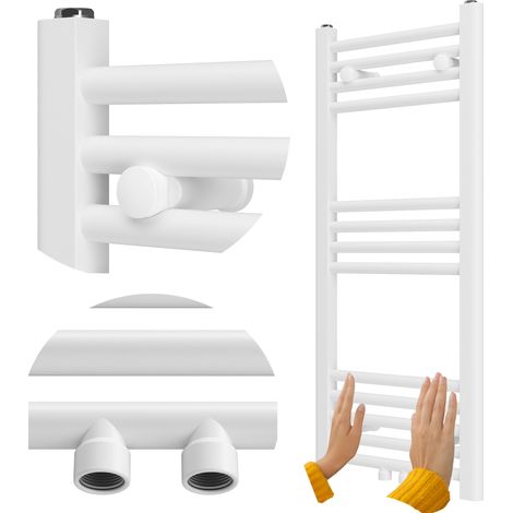 Radiateur Salle de Bain Granitan Raven 90x40 cm Blanc Chauffage Échelle 1 Ensemble (1/5)