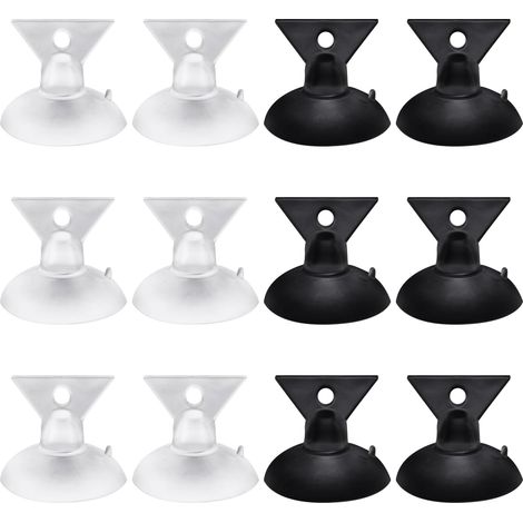 Lot de 12 ventouses en verre GU10/GZ10 pour retirer les ampoules (noir, transparent)