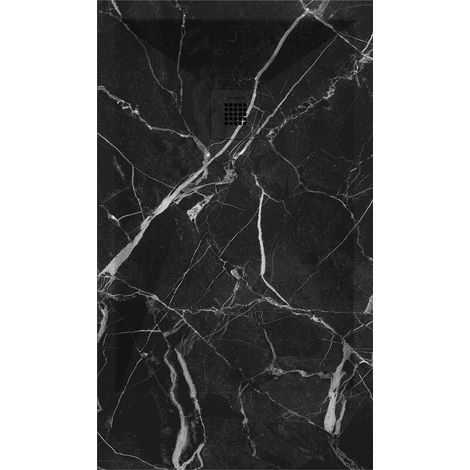 Receveur de douche Marbre Noir , finition Lisse Stone 3D, grille de couleur - 120 x 90 cm (1/4)