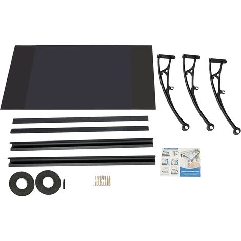 Toldo, construcción de policarbonato, protección UV, negro. (1/2)