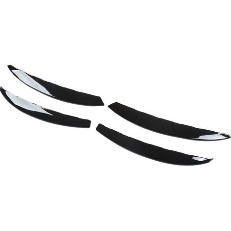 Lot de 4 enjoliveurs de calandre antibrouillard avant (paupière supérieure, sourcil, baguette de protection contre les turbulences) de rechange pour Mercedes-Benz Classe C W206 S206, noir brillant (1/5)