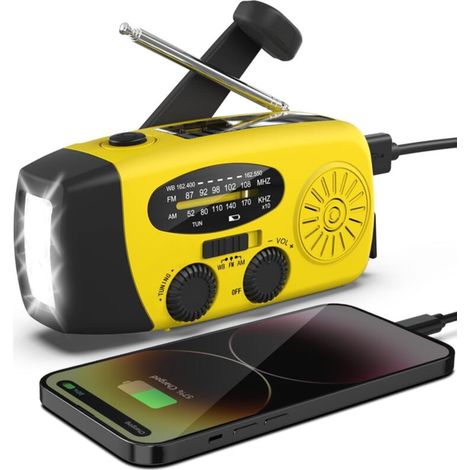Radio portátil AM/FM con energía solar, recargable, con puerto USB, ideal para camping y viajes (1/5)