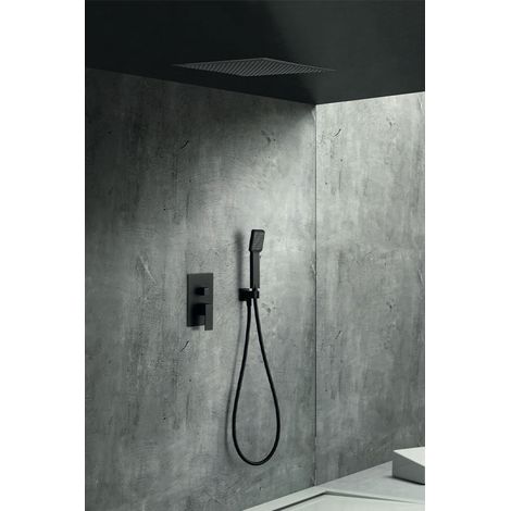 Conjunto de ducha monomando con un diseño moderno de acabado negro mate Volga de Imex