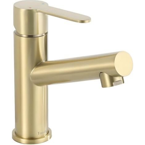 Robinet Lavabo Doré pour Salle de Bains, Mitigeur Lavabo Monocommande, Robinetterie de Lavabo en Acier Inoxydable, Cartouche Céramique, Mousseur Remplaçable (1/5)