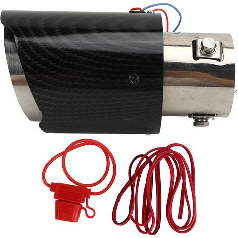 Embout de pot d'échappement con lumière LED bleue, en acier inoxidable, style fibre de carbone, modification de tuyau d'échappement de voiture (1/5)