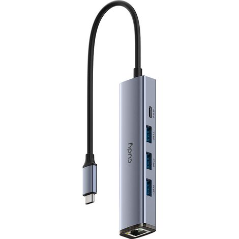 Cudy UH605 hub de interfaz USB 3.2 Gen 1 (3.1 Gen 1) Type-C 5000 Mbit/s Gris, Plata