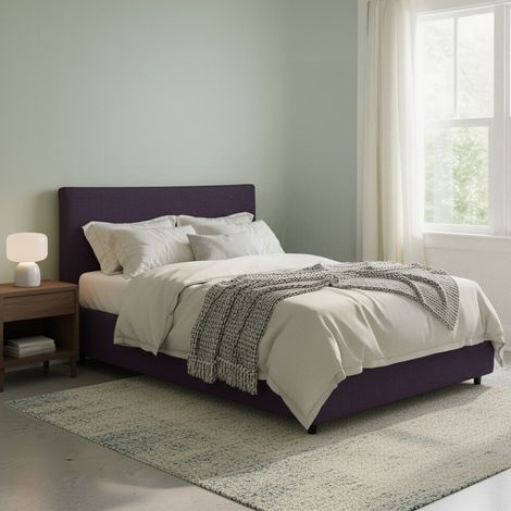 Letto Matrimoniale Crewe, Sfoderabile, Contenitore Made in Italy, Viola (1/5)