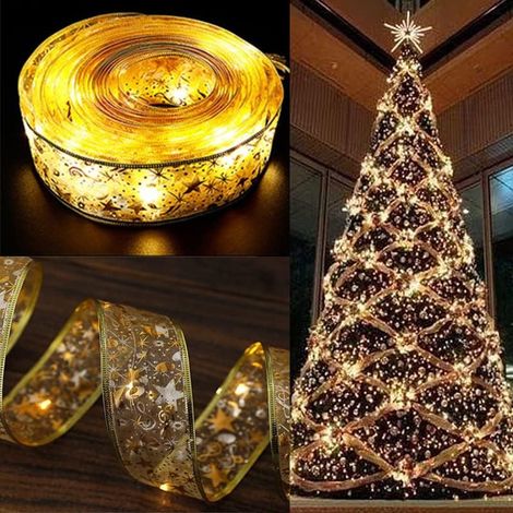 Guirnalda de luces navideñas de cinta, 5 metros (16,5 pies), 50 luces LED para árbol de Navidad, luces para árbol de Navidad para decoración colgante de interiores o exteriores. (1/5)