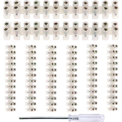 8 Pièces Bornes a Vis Double Rangée, 6A Barrette Connexion Bornier Electrique, Double Rangée de Connecteurs de Fil de Connecteur de Position 12, avec Tournevis, pour Fils de Raccordement (1/5)