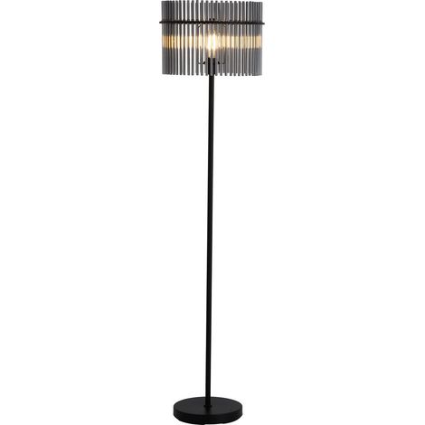 Searchlight Swizzle Lampadaire, noir mat, tiges fumées, 1 douille E27 (1/5)