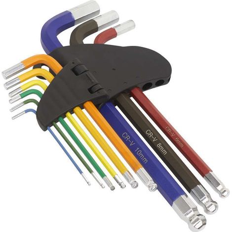 Sealey AK7190 Ball End Hex Key Set 9pc Colour Coded Long Metric (1/3)