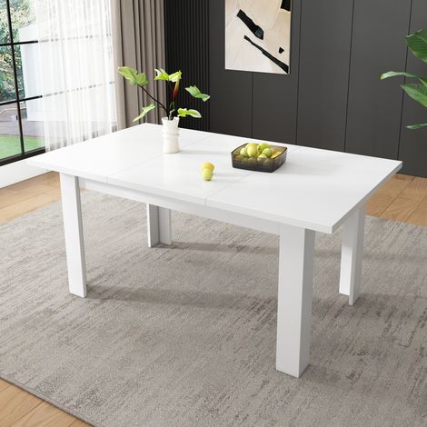 Mesa de comedor MDF blanca 120x70 cm con almacenaje oculto y tablero abatible (1/5)