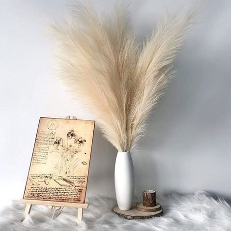 Lot de 9 Herbe de pampa, 45cm, Tige flexible, Soie, Décoration intérieure (1/4)