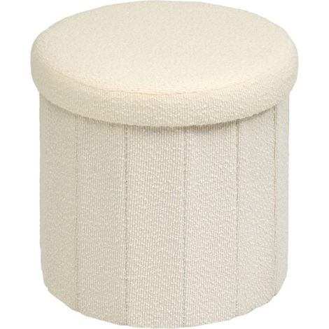 Pouf Coffre Pliant Bouclette "Fink" 38cm Blanc (1/5)
