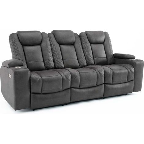 ASHTON 3 SEATER FABRIC AUTO RECLINER SOFA (1/5)