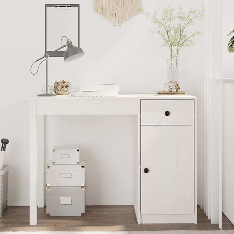 vidaXL Bureau Blanc 100x50x75 cm Bois massif de pin (1/5)