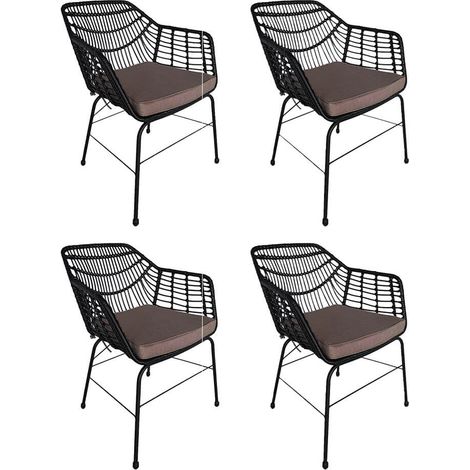 Home Deluxe - Silla de jardín incl. cojín de asiento TARA  cantidad: 4