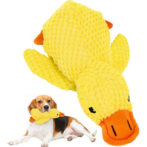 Jouet en peluche canard jaune pour chien Peluche résistante aux morsures avec sifflet intégré pour le nettoyage des dents et l'interaction des animaux de compagnie (1/5)