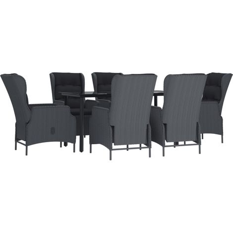 Juego de comedor muebles de jardín muebles de exterior 7 piezas resina tejida gris oscuro 020014359