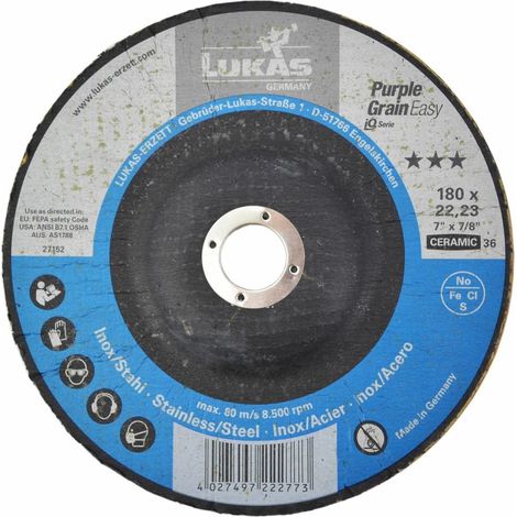 Disco abrasivo Lukas P36 de 180 mm con grano morado (1/2)